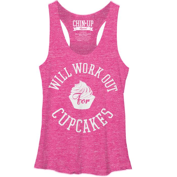 fifth sun Women's CHIN UP Work Out for Cupcakes Racerback Tank Top