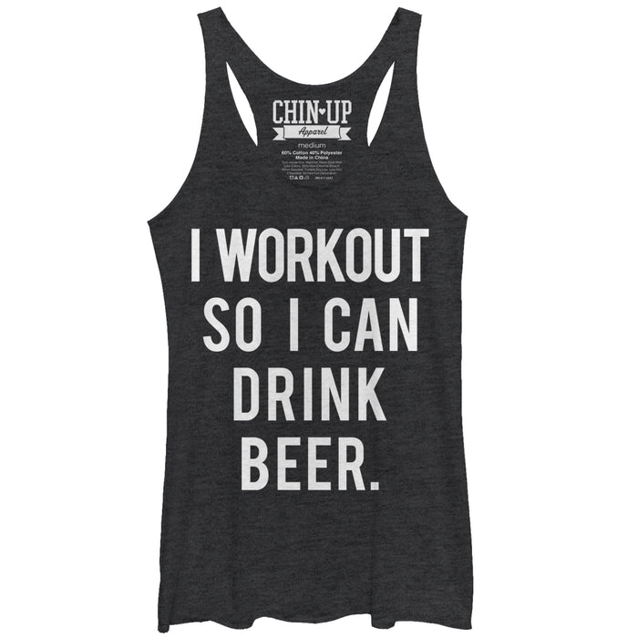 fifth sun Women's CHIN UP Workout for Beer Racerback Tank Top