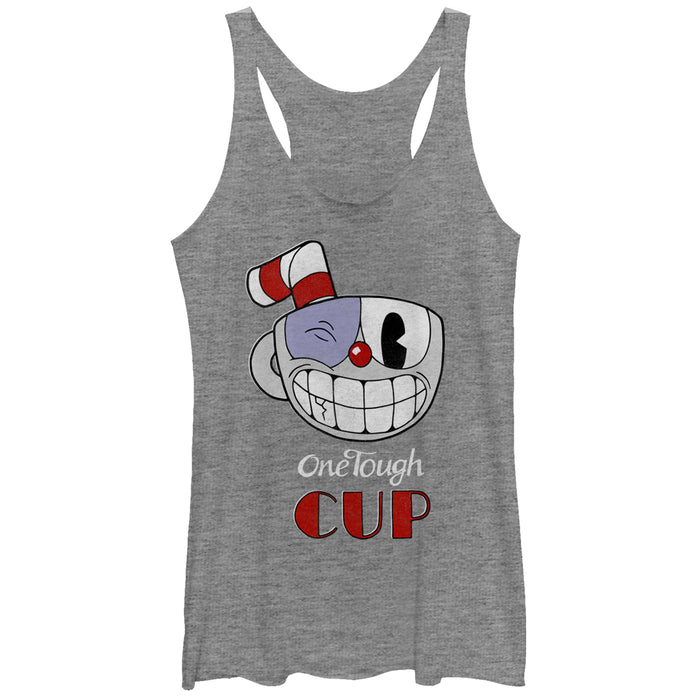 fifth sun Women's Cuphead Tough Cup Grin Racerback Tank Top