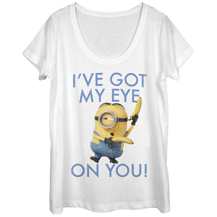 fifth sun Women's Despicable Me Minion Eye on You Scoop Neck