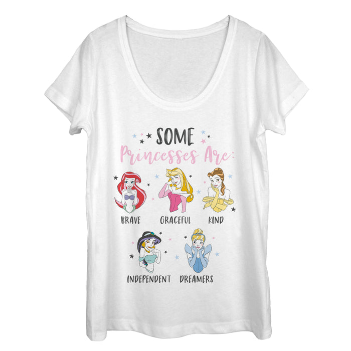 fifth sun Women's Disney Princesses Personalities Scoop Neck