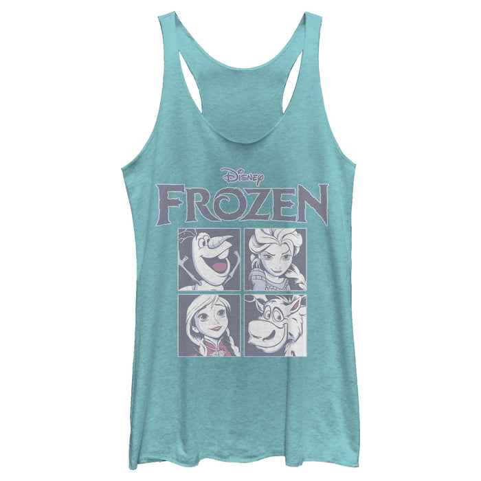 fifth sun Women's Frozen Character Squares Racerback Tank Top