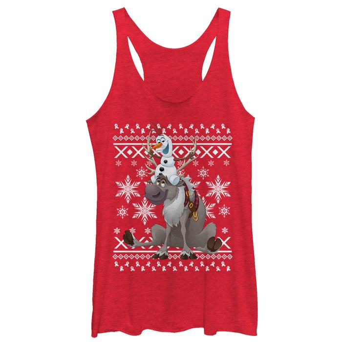 fifth sun Women's Frozen Ugly Christmas Friends Racerback Tank Top