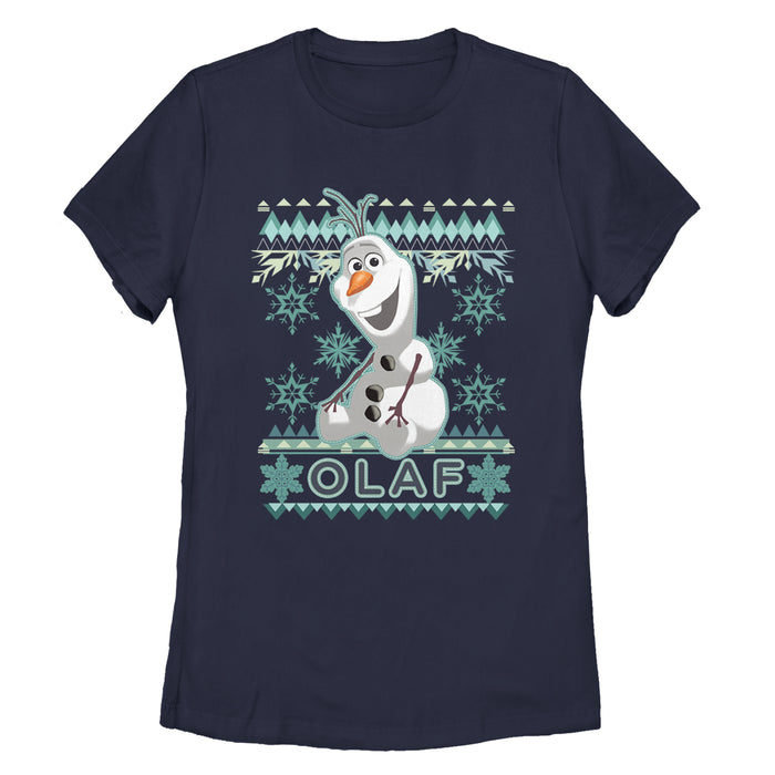 fifth sun Women's Frozen Ugly Christmas Olaf T-Shirt