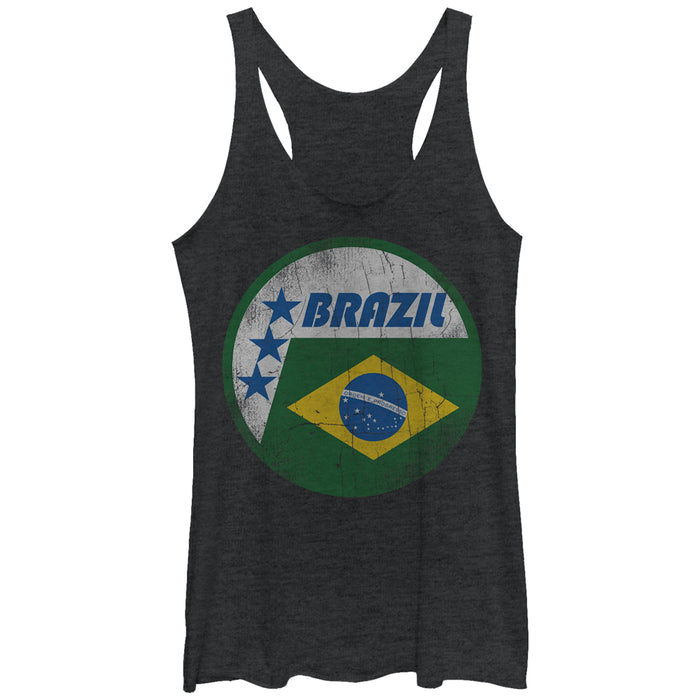 fifth sun Women's Lost Gods Brazil Flag Circle Racerback Tank Top