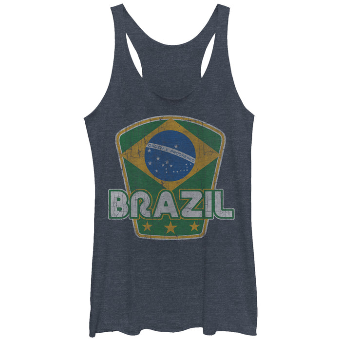 fifth sun Women's Lost Gods Brazil Flag Stars Racerback Tank Top