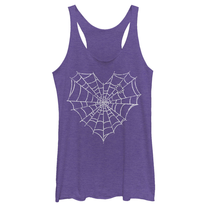 Fifth Sun Women's Lost Gods Halloween Heart Spider Web Racerback Tank Top