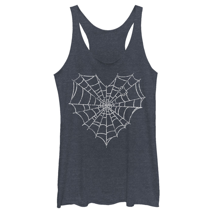 fifth sun Women's Lost Gods Halloween Heart Spider Web Racerback Tank Top