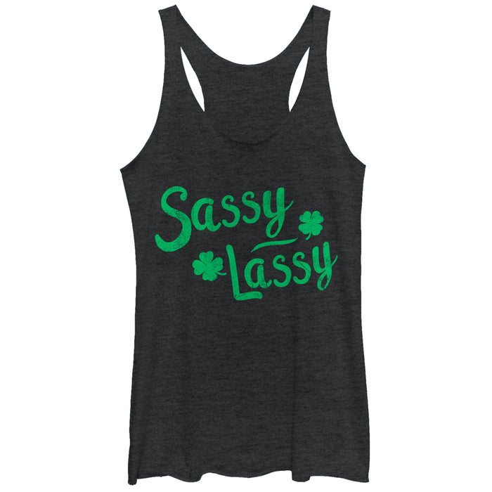 fifth sun Women's Lost Gods St. Patrick's Day Sassy Lassy Clover Racerback Tank Top