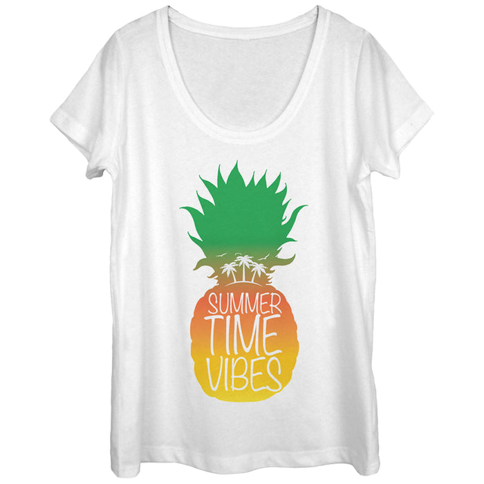 fifth sun Women's Lost Gods Summertime Vibes Pineapple Scoop Neck