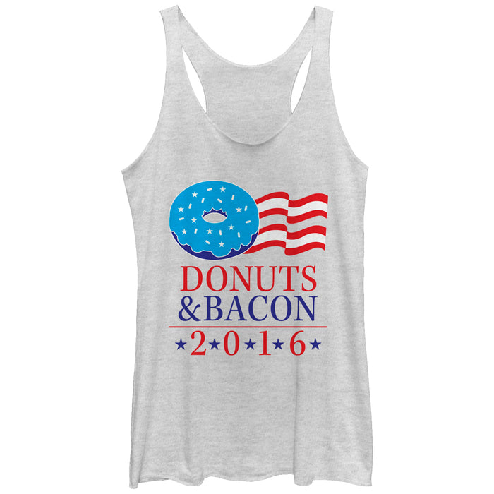 fifth sun Women's Lost Gods Vote Donuts and Bacon Racerback Tank Top