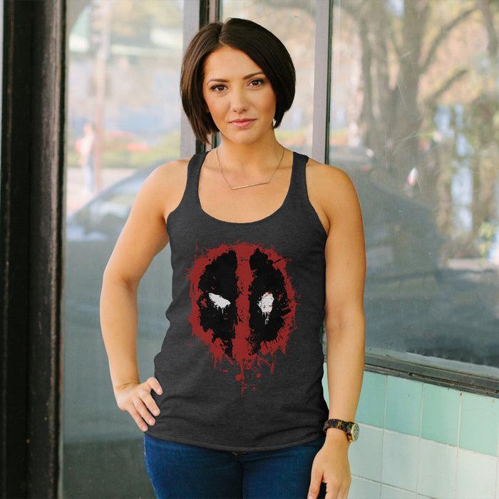 Fifth Sun Women's Marvel Deadpool Splatter Icon Racerback Tank Top