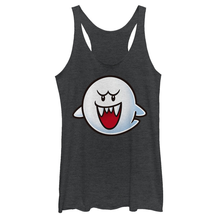 fifth sun Women's Nintendo Mario Boo Ghost Smile Racerback Tank Top