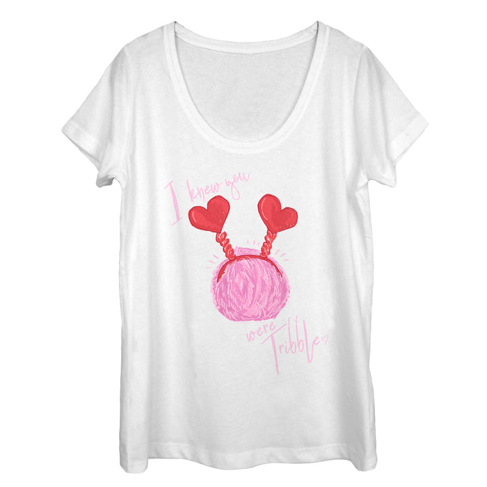 fifth sun Women's Star Trek Valentine I Knew You Were Tribble Scoop Neck