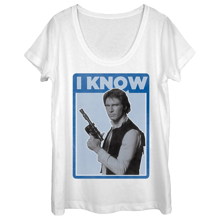 fifth sun Women's Star Wars Han Solo Quote I Know Scoop Neck