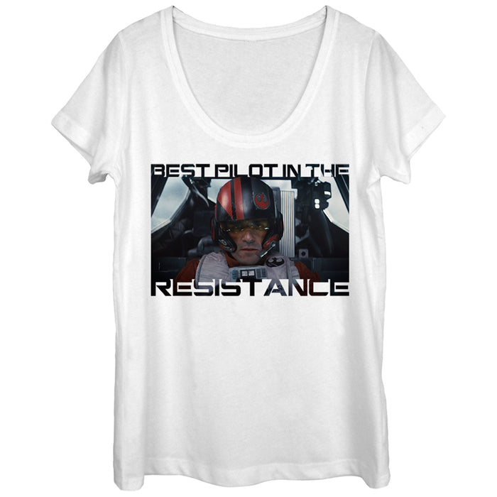 fifth sun Women's Star Wars The Force Awakens Poe Best Pilot in the Resistance Scoop Neck