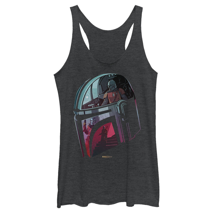 fifth sun Women's Star Wars: The Mandalorian Helmet Reflection Racerback Tank Top