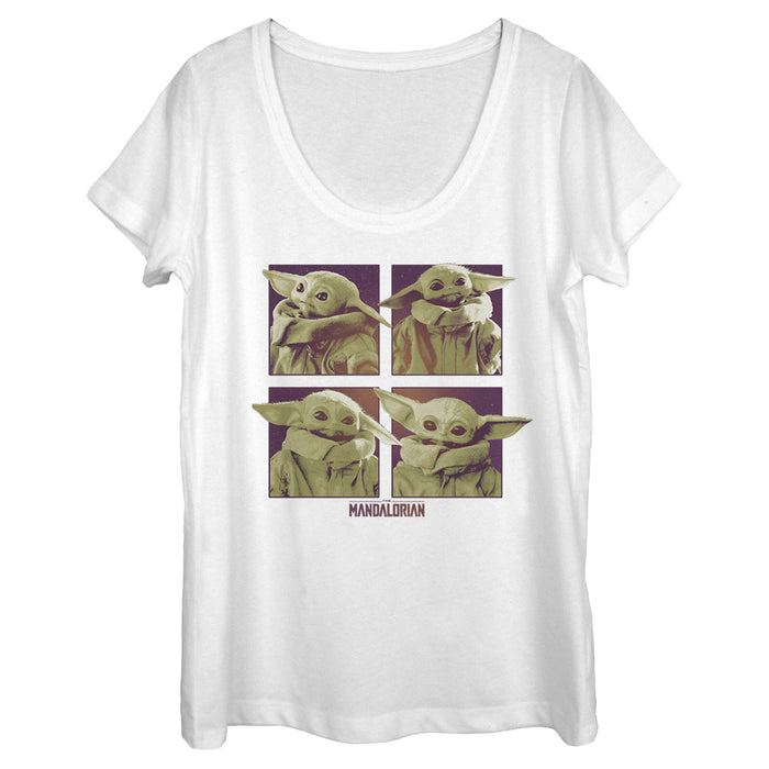 fifth sun Women's Star Wars: The Mandalorian The Child Four Panel Scoop Neck