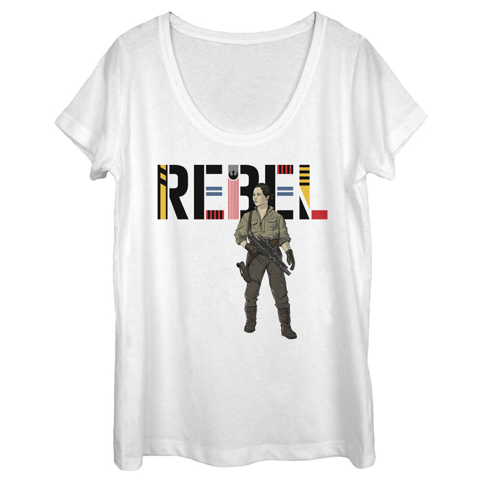 fifth sun Women's Star Wars: The Rise of Skywalker Rebel Rose Scoop Neck