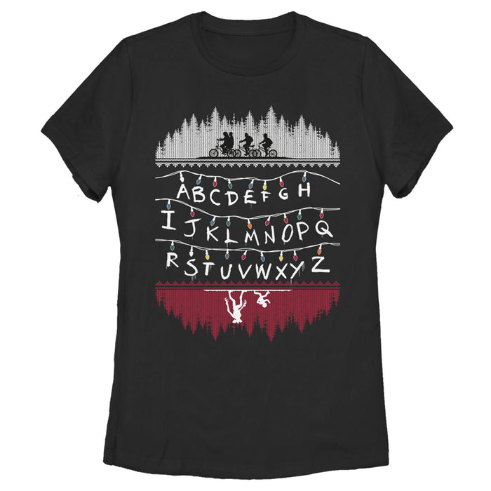 fifth sun Women's Stranger Things Alphabet Lights T-Shirt