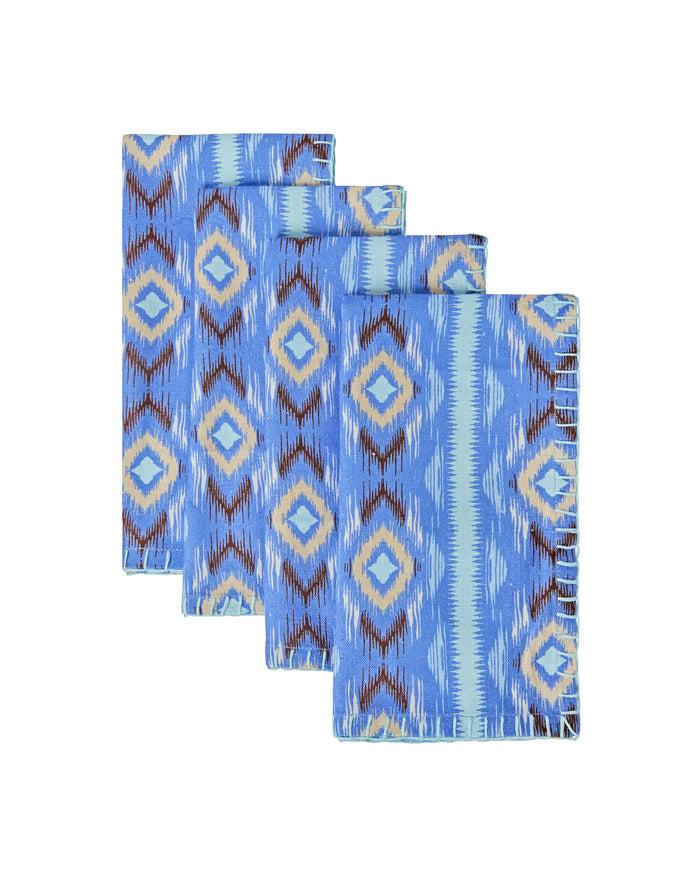 Figue Dinner Napkins Set Of 4 Diamond Ikat Clearwater Blue