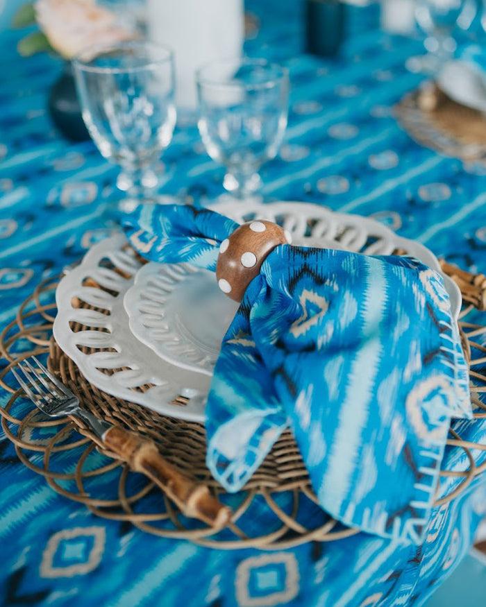 figue Dinner Napkins Set Of 4 Diamond Ikat Clearwater Blue
