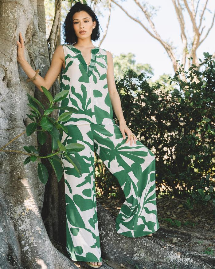 figue Alexia Pant Abstract Flora Garden Green