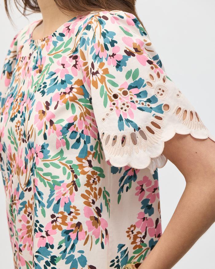 Figue April Dress Confetti Floral Biscotti Beige