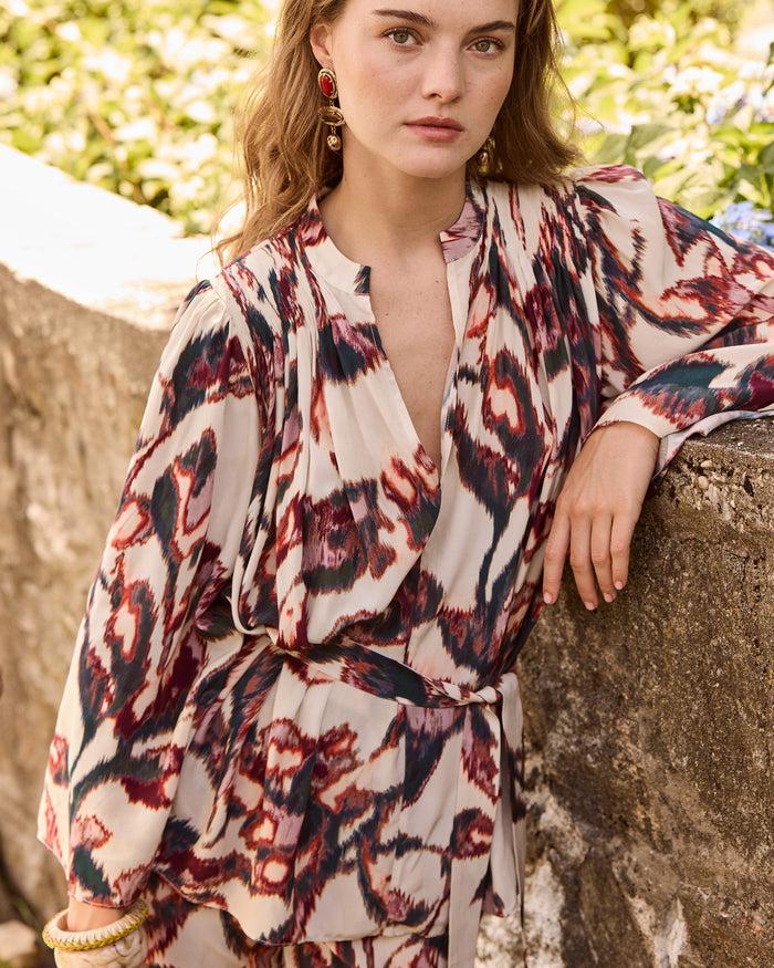 figue Avery Top Ikat Foliage Beach Beige