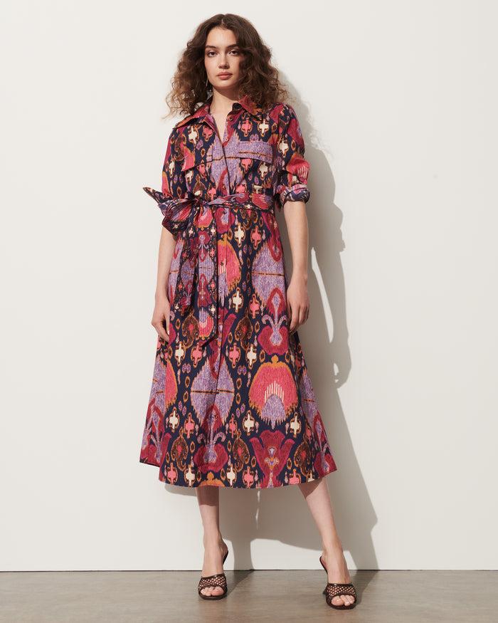 Figue Bassa Dress Fan Ikat True Navy