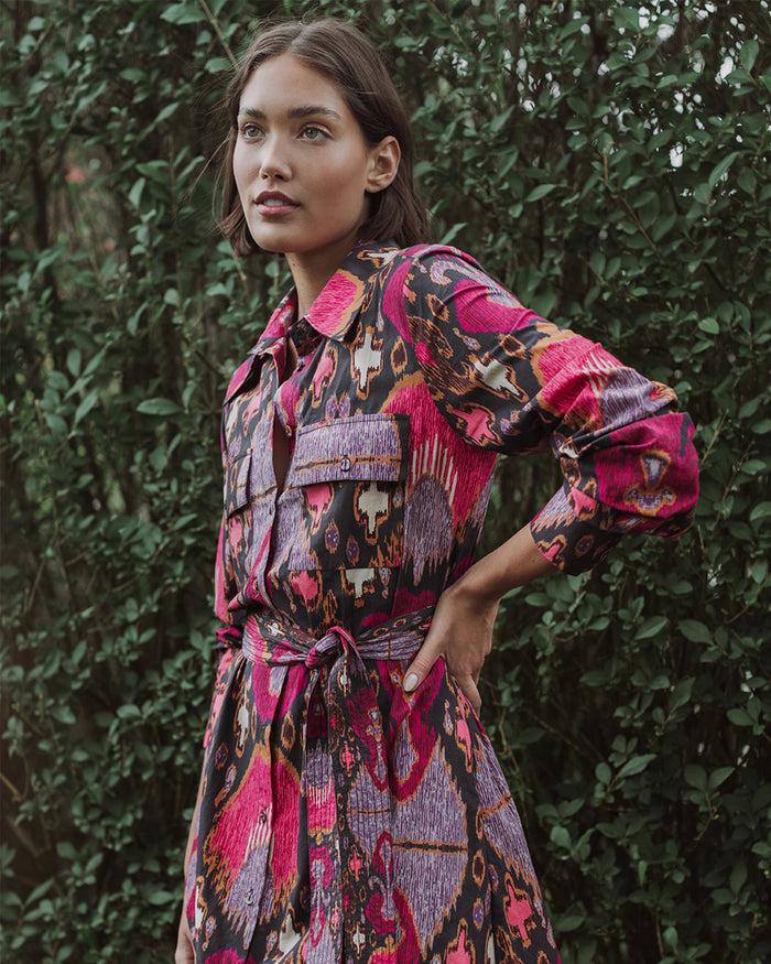 Figue Bassa Dress Fan Ikat True Navy