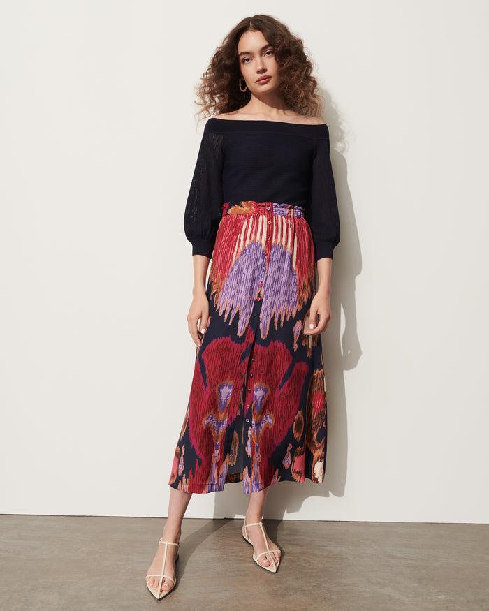 Figue Bastien Skirt Fan Ikat True Navy