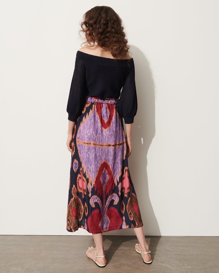 Figue Bastien Skirt Fan Ikat True Navy