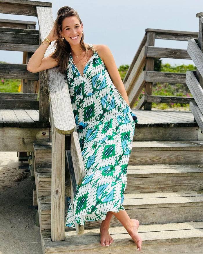 Figue Betty Dress Iznik Ikat Garden Green