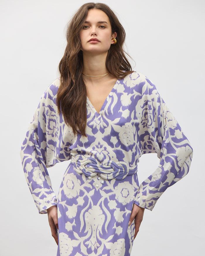 Figue Calico Dress Caspian Garden Amethyst Purple