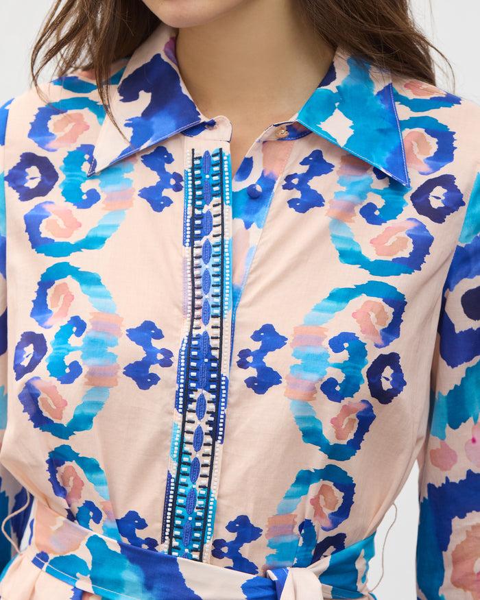 Figue Cami Dress Aquarelle Ikat Shell Pink