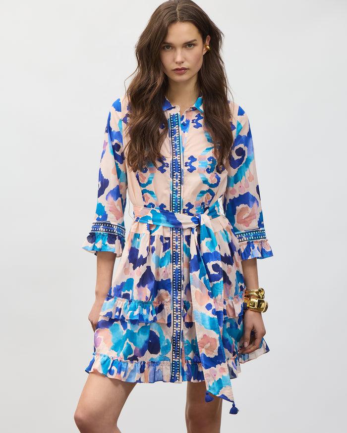 figue Cami Dress Aquarelle Ikat Shell Pink