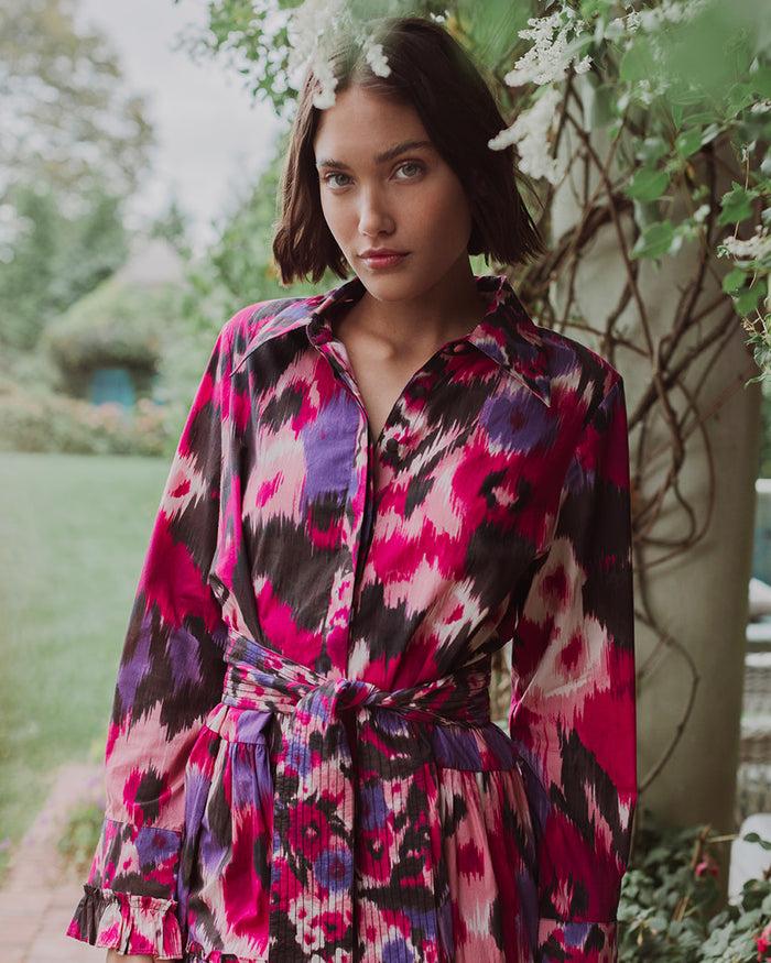 figue Cami Dress Floral Melange Cranberry Pink