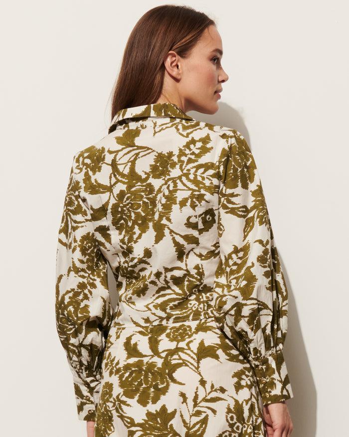 Figue Carole Top Ikat Floral Woodland Green