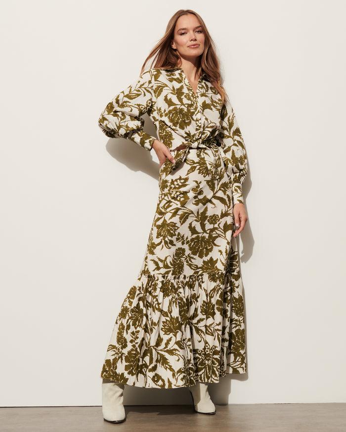 Figue Carole Top Ikat Floral Woodland Green