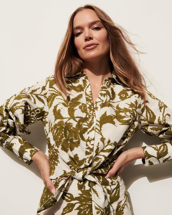 figue Carole Top Ikat Floral Woodland Green