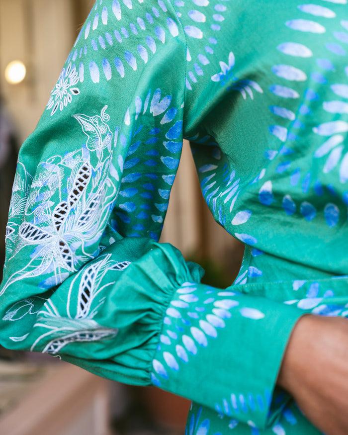 Figue Carole Top Painterly Medallion Apple Green