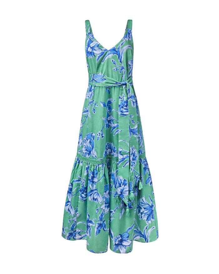 Figue Corinne Dress Floral Sketch Apple Green