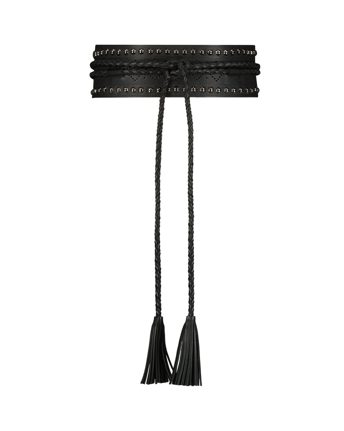 Figue Dahlia Studded Wrap Belt Black