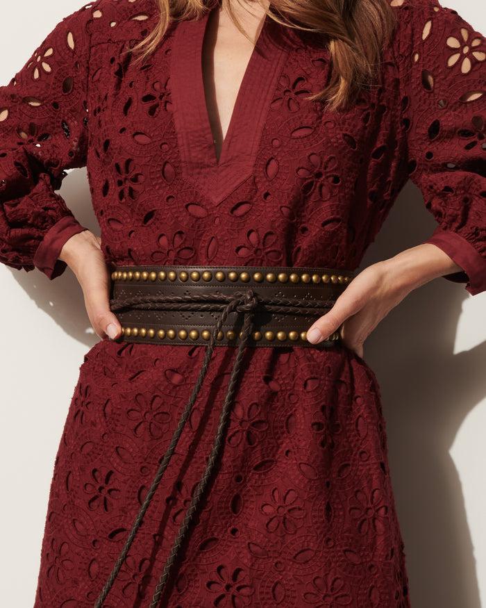 Figue Dahlia Studded Wrap Belt Dark Brown