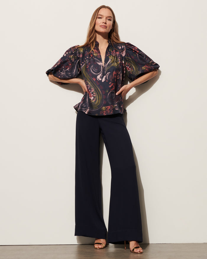 Figue Dani Top Painterly Paisley Berry Blue