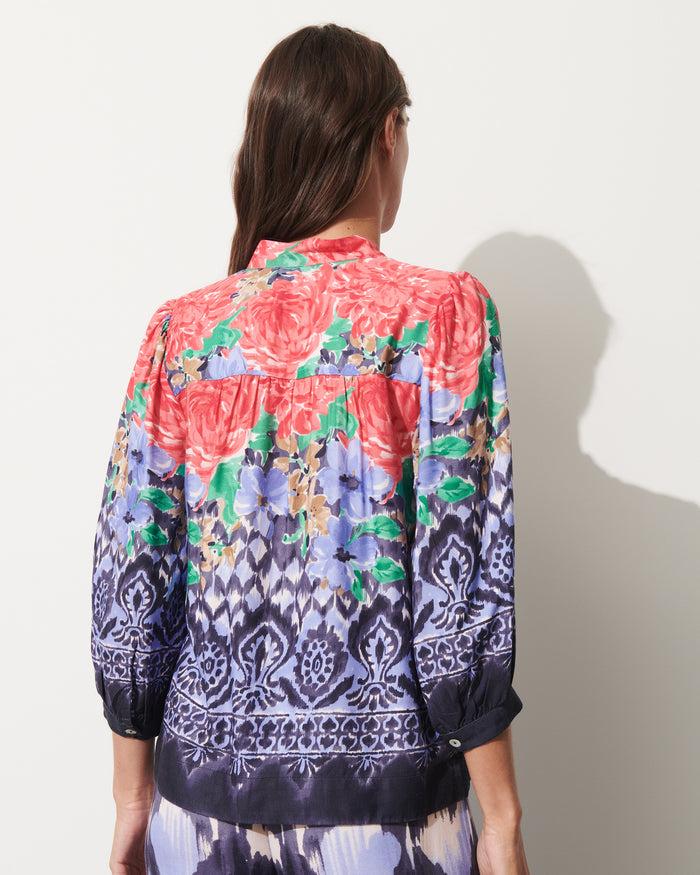 Figue Danilia Top Hand Painted Floral Ikat Multi