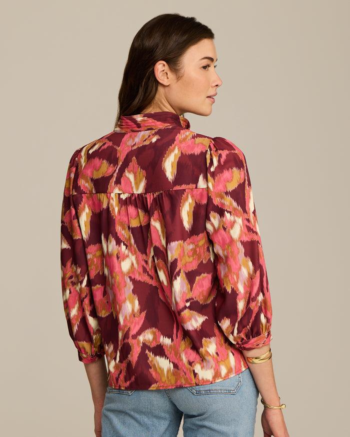 Figue Danilia Top Ikat Foliage Bordeaux Red