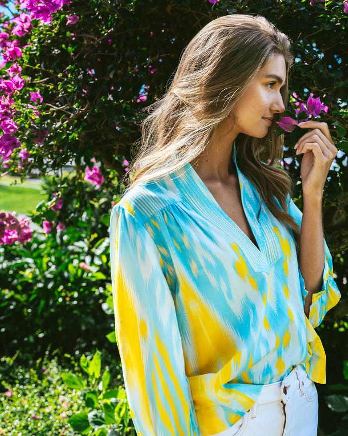 Figue Danilia Top Salome Ikat Tropical Blue