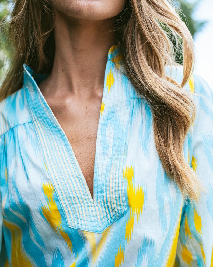 Figue Danilia Top Salome Ikat Tropical Blue